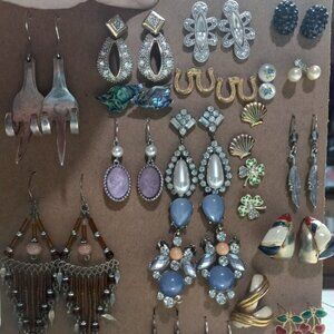 Earring Bundle, gold, silver and crystal toned.